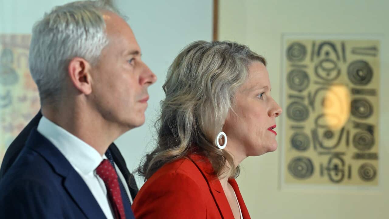 Minister for Immigration Andrew Giles and Minister for Home Affairs Clare O’Neil (AAP)