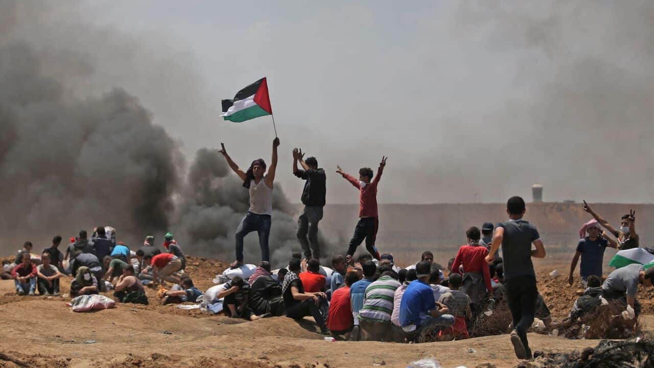 Palestinians protest in GAza