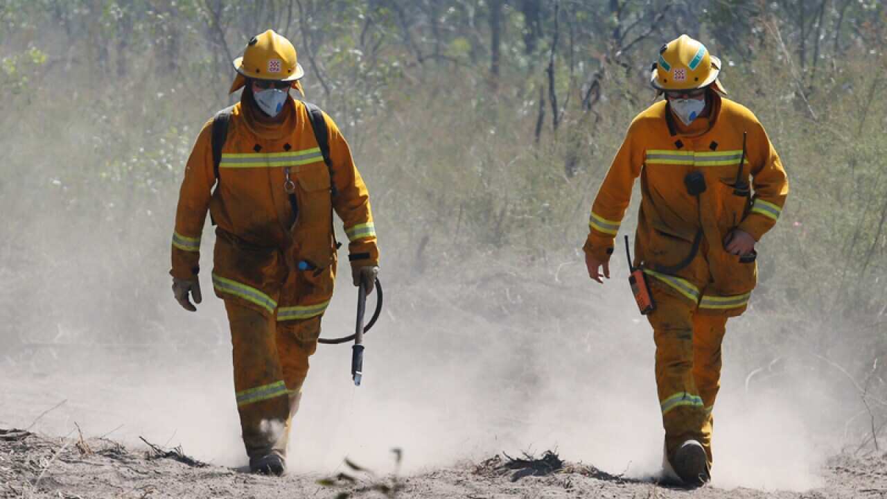 Country Fire Authority fire fighters during a bushfire in Victoria