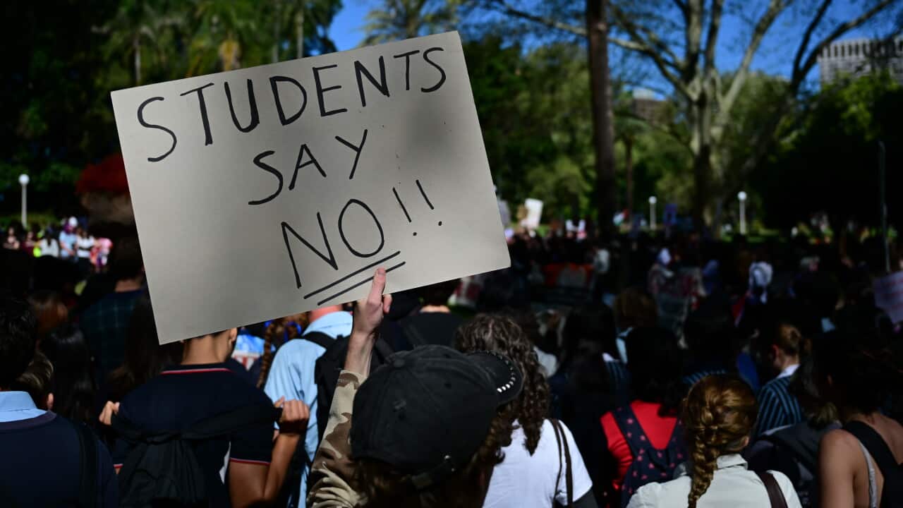 STUDENTS PROTEST HANSON