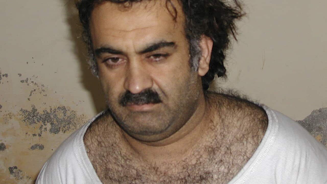 The alleged "mastermind" of 9/11, Khalid Sheikh Mohammed, is seen shortly after his capture during a raid in Pakistan in 2003.