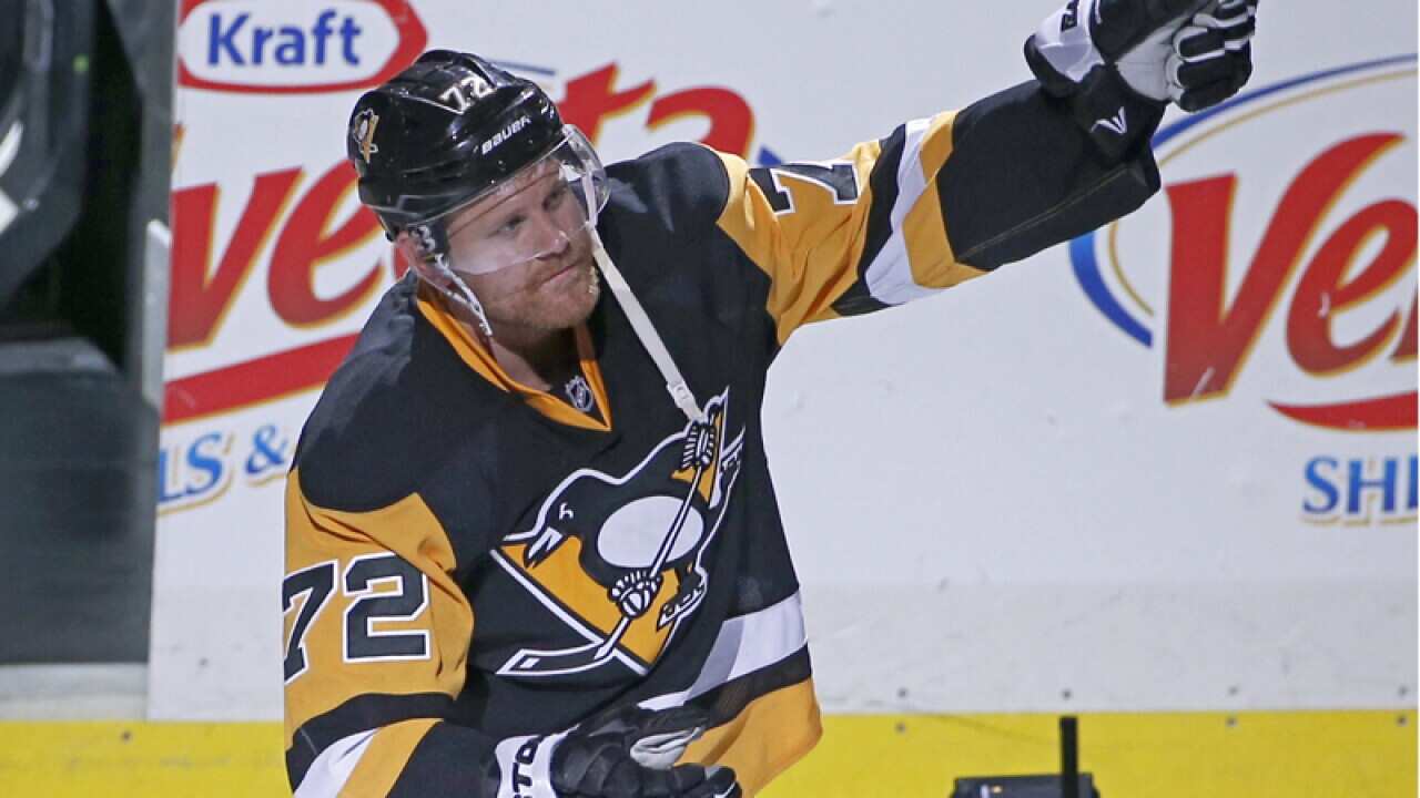 Pittsburgh's Patric Hornqvist celebrates after scoring a goal
