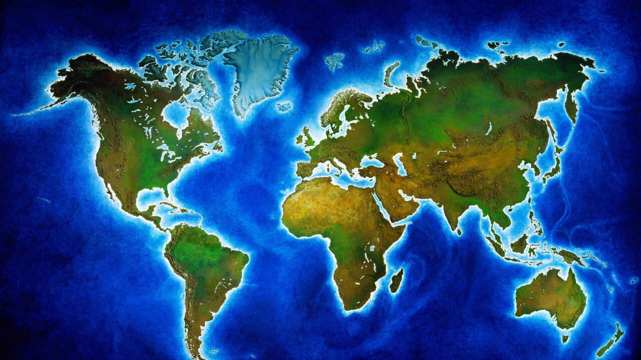 Relief map of the world