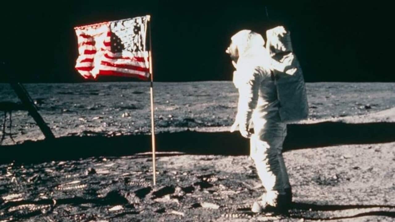 Neil Armstrong on the moon