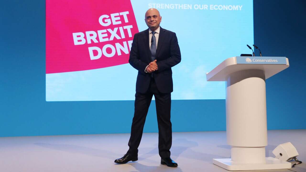 Chancellor of the Exchequer Sajid Javid on stage during the Conservative Party Conference