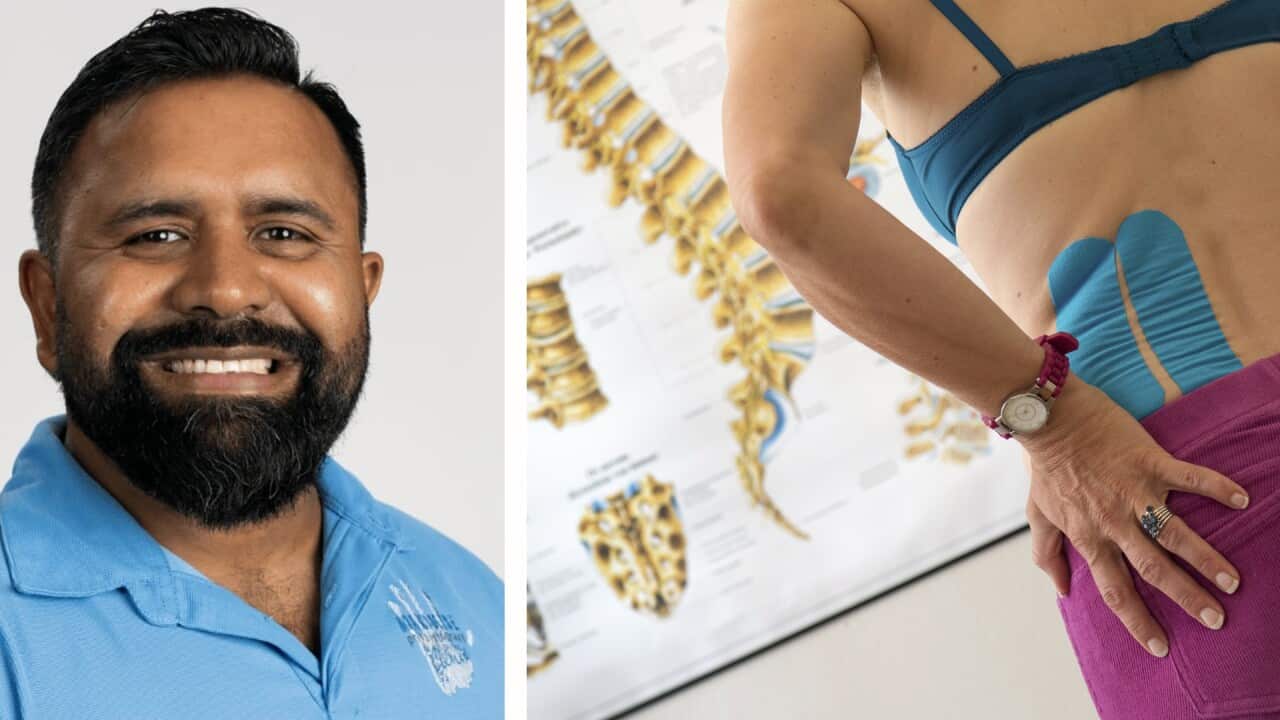 Sriharan “Kanna” Manogharan, Doctor of Physiotherapy (left); Back pain