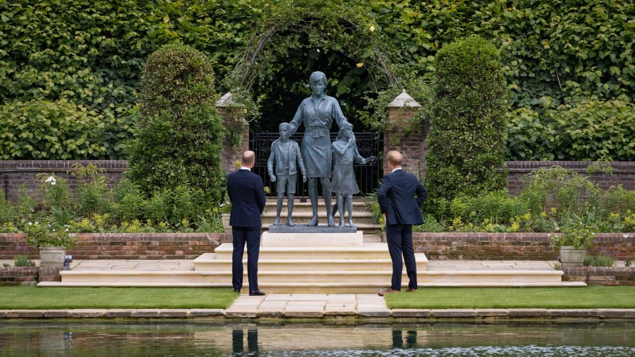 Princes William and Harry unveil the Princess Diana statue at Kensington Palace.