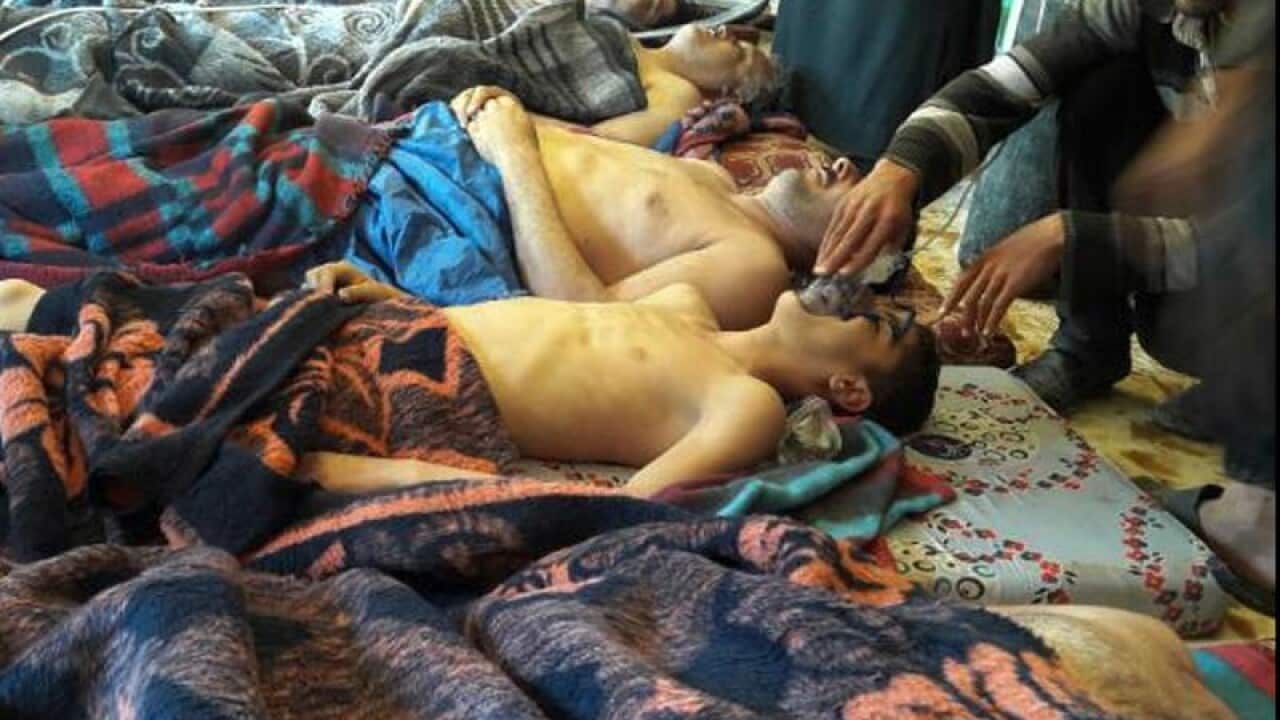 Victims of a suspected chemical weapons attack are treated in Idlib