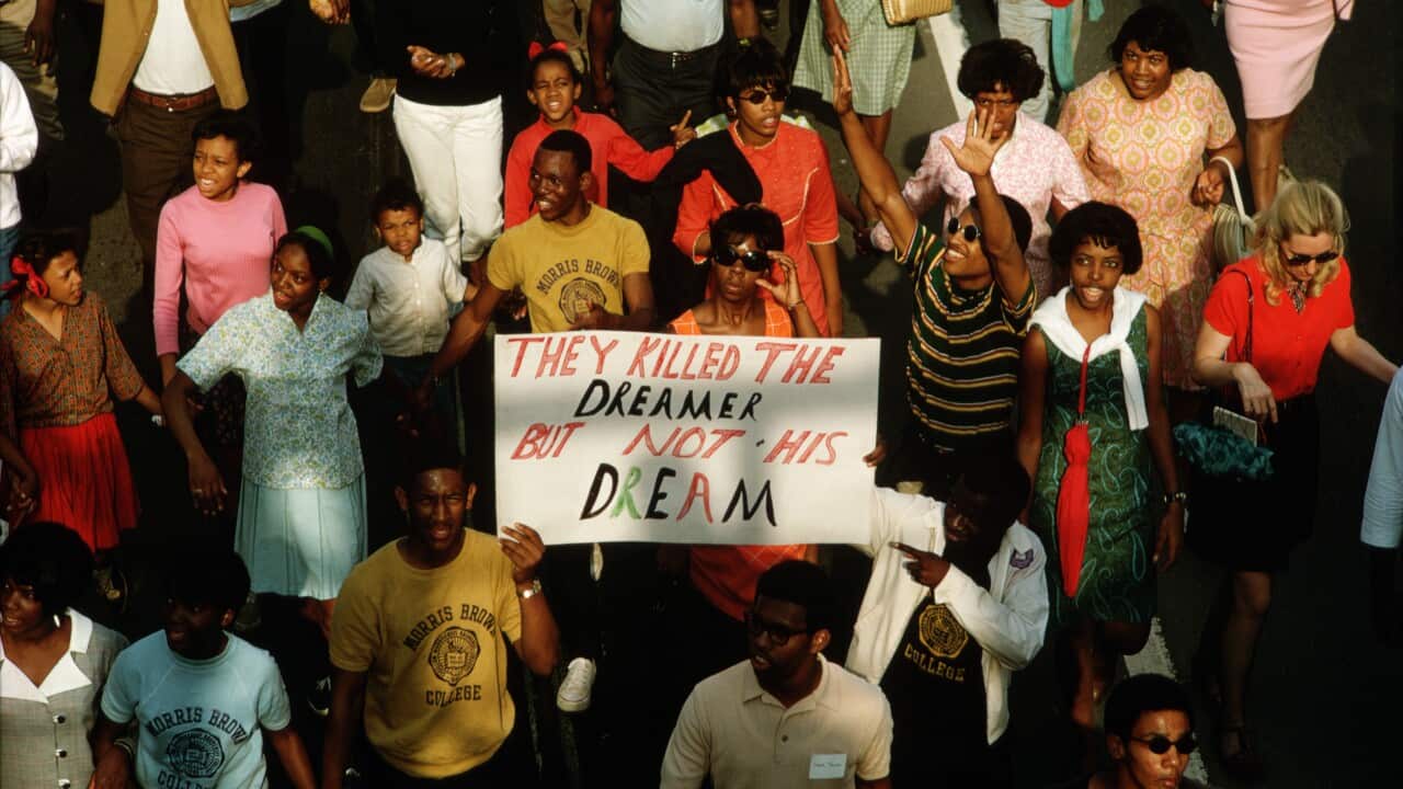 Holding Sign at Dr. King's Funeral