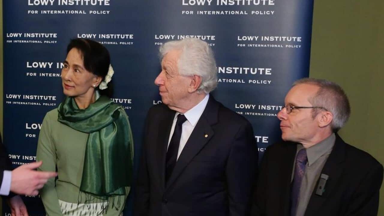 Sean Turnell (r), an Australian held in Myanmar is reportedly free.