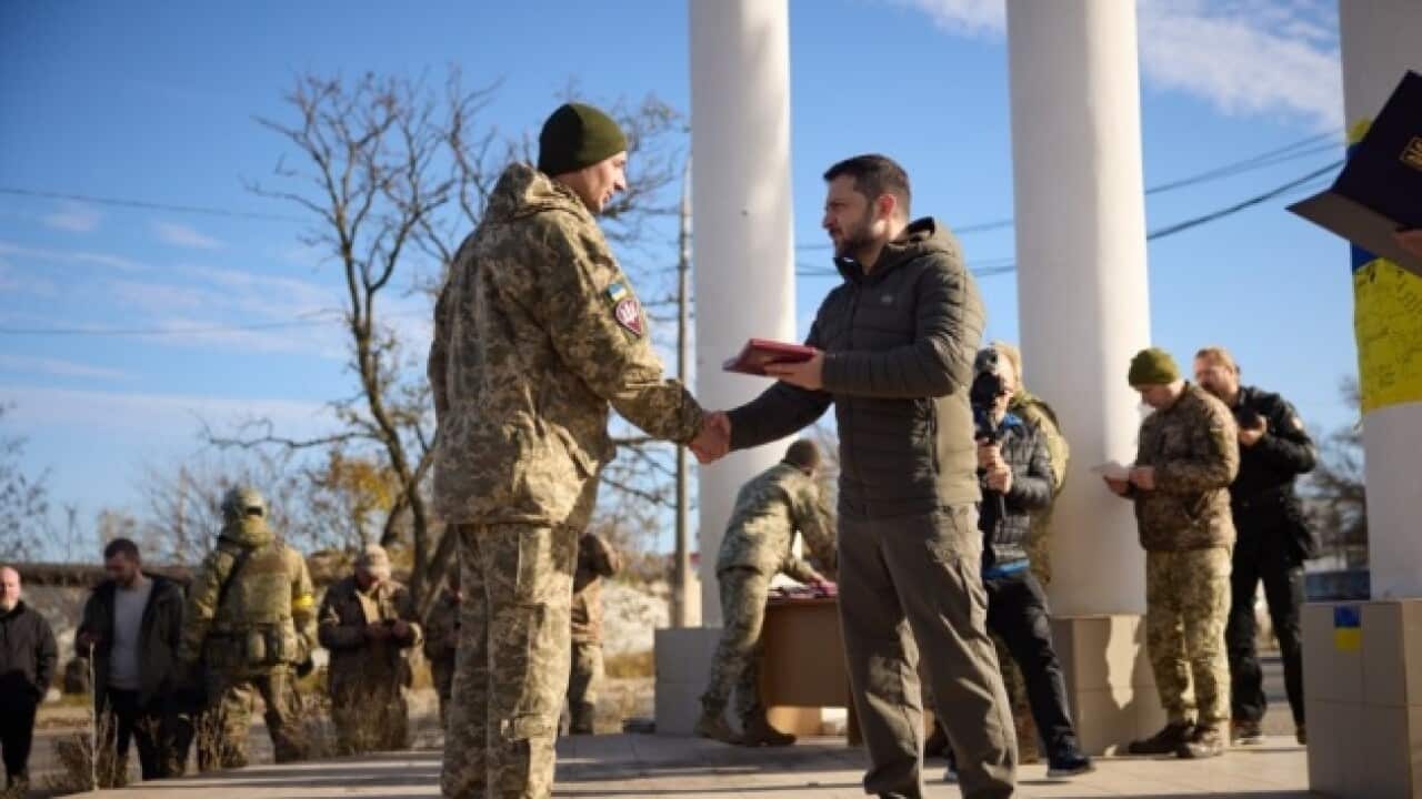 Ukrainian President Volodymyr Zelensky has presented state awards to soldiers who distinguished themselves during the liberation of Kherson city and the Kherson region..jpeg