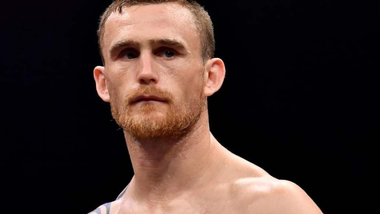 A file image of Australian boxer Dennis Hogan in a boxing ring.