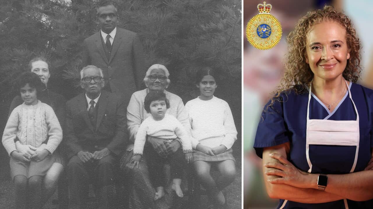 Dr Samantha Pillay, OAM (right); Pillay family photo, circa 1960s