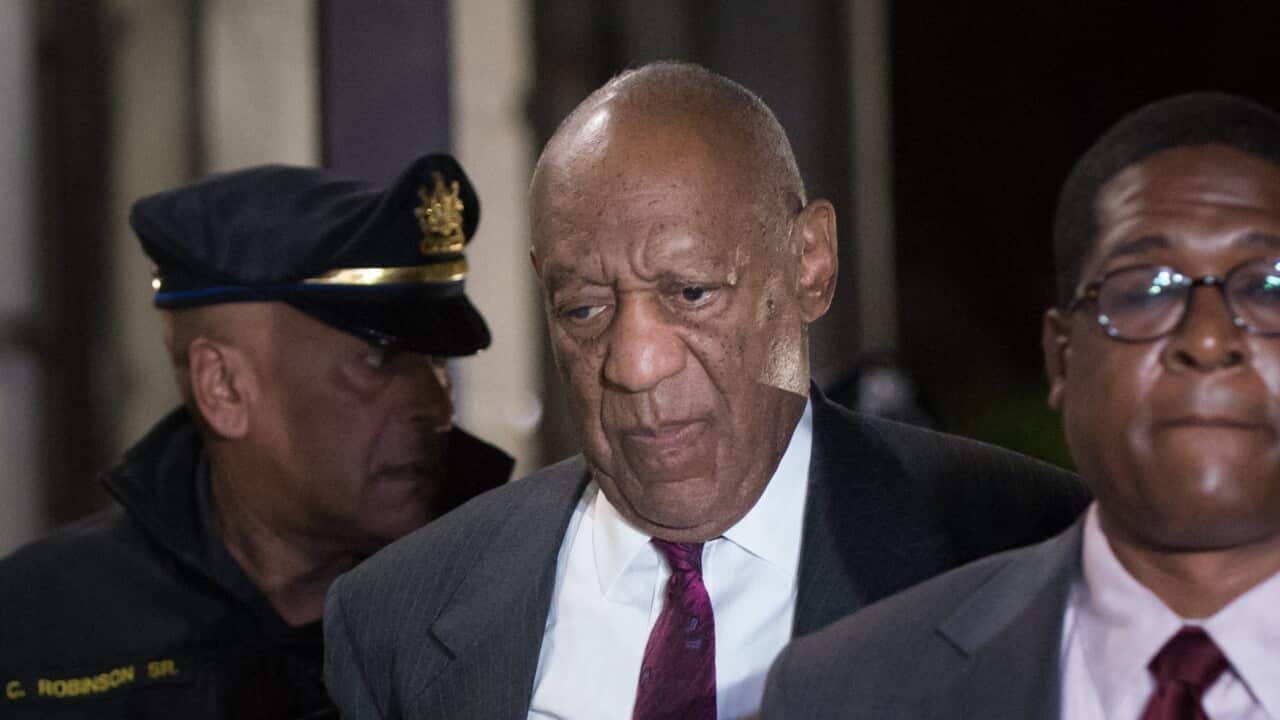 US entertainer Bill Cosby departs the Montgomery County Courthouse in Norristown, Pennsylvania, USA, 25 April 2018.