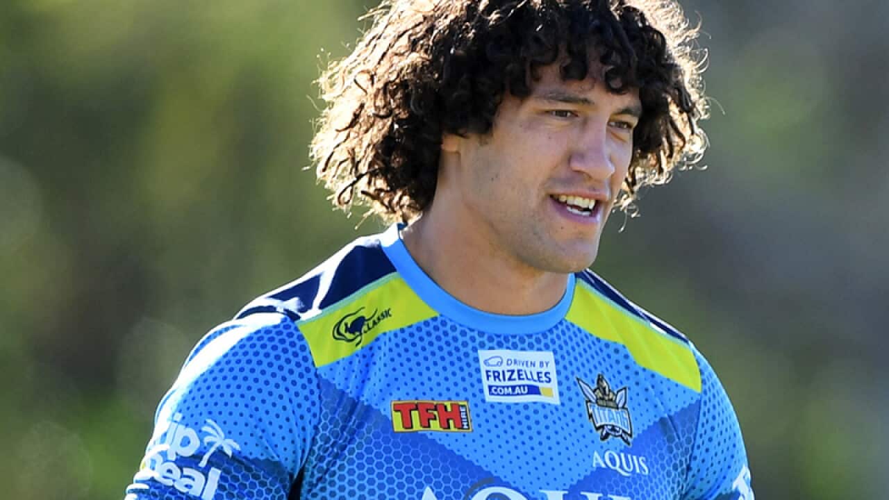 Kevin Proctor looks on during Gold Coast Titans training