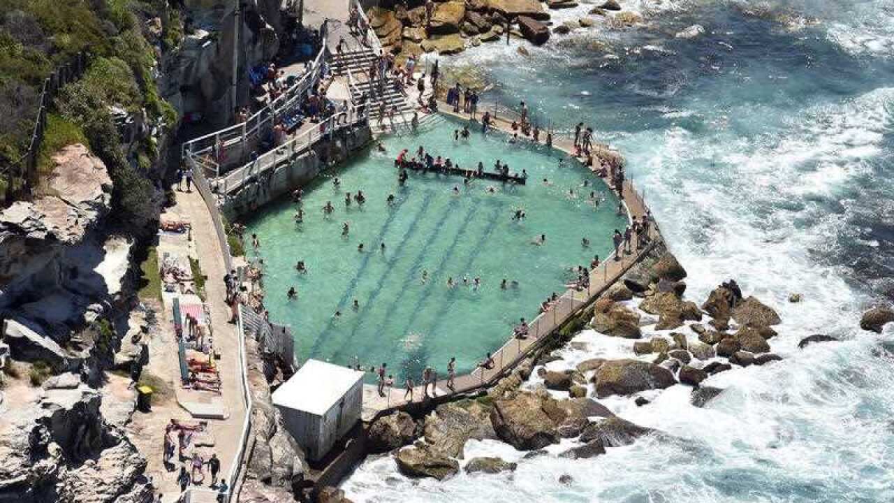 An aerial view of Bronte Baths at Bronte Beach in Sydney, Wednesday, December 26.