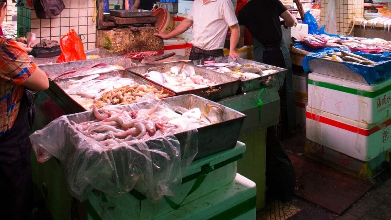 A wet market in China