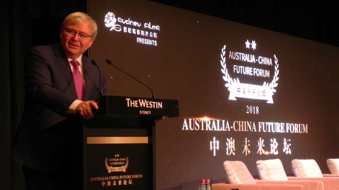 Kevin Rudd at Australia-China Future Forum, October 28, 2018.