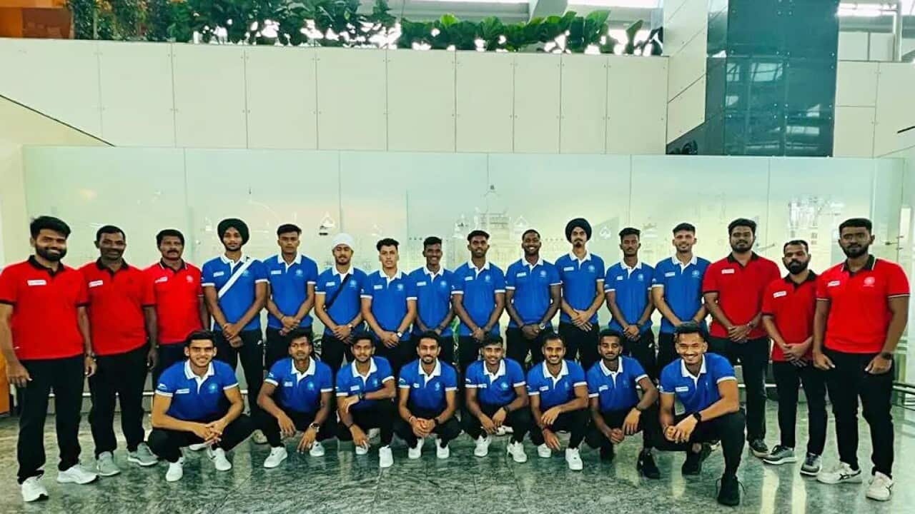 Indian Junior Men's Hockey Team prior to leaving for Oman to participate in the Men's Junior Asia Cup 2023