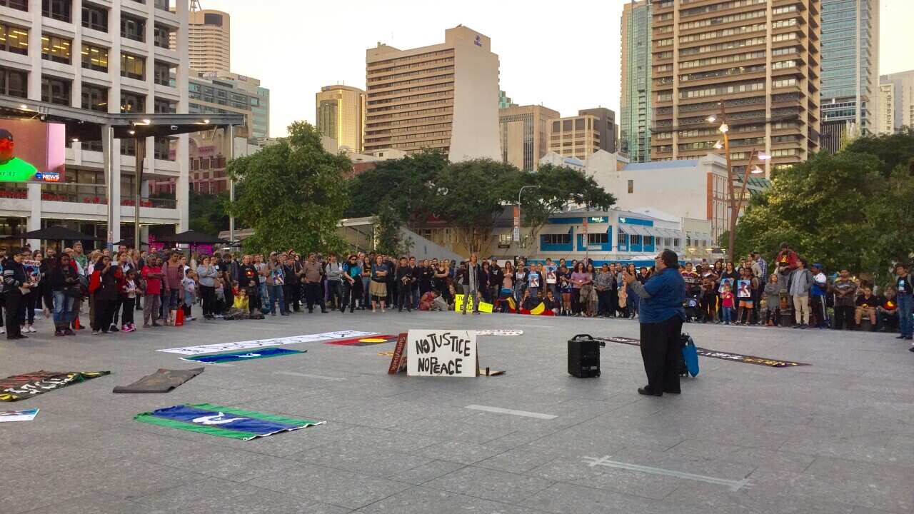 Uncle Sam Watson speaks at Brisbane justice for Elijah rally