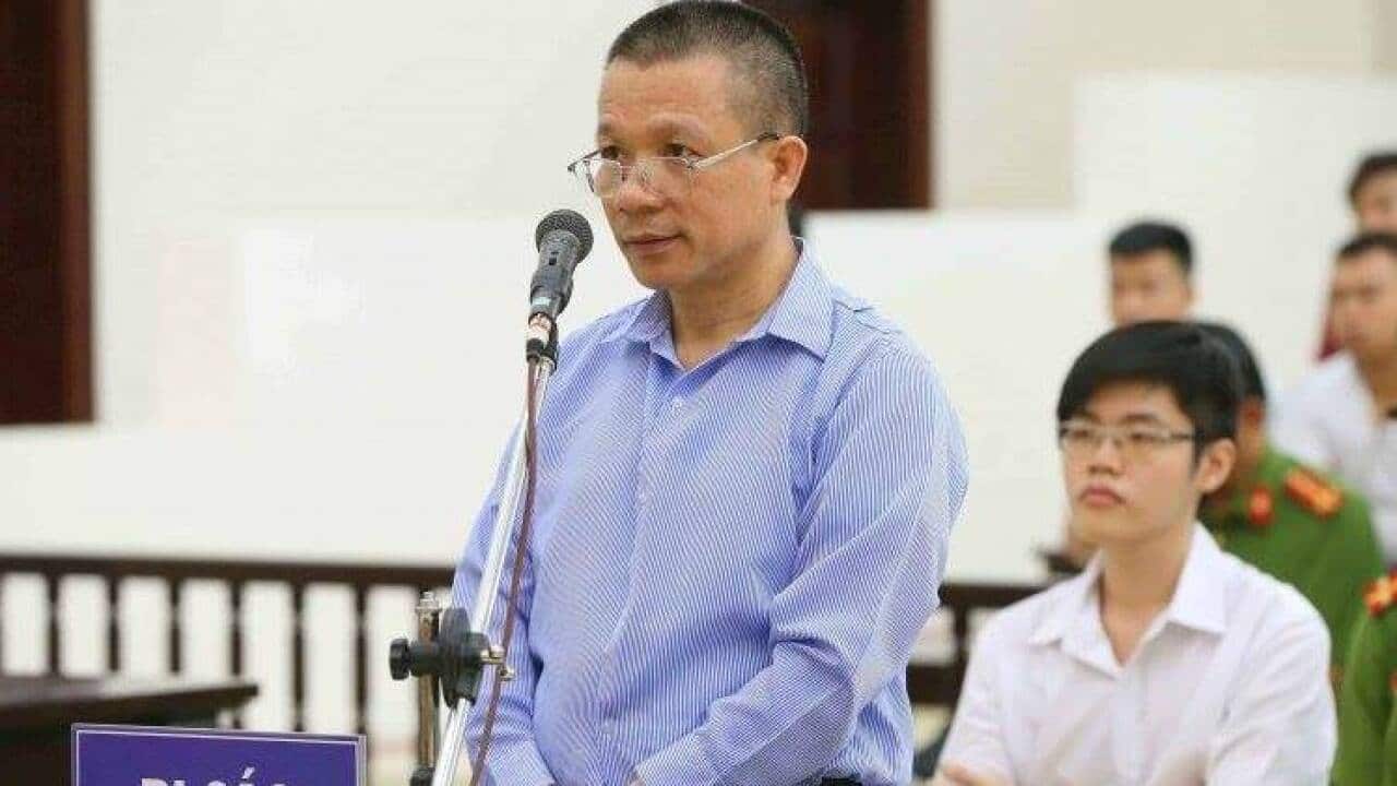 Hình ảnh Vũ Quang Thuận và Trần Hoàng Phúc tại phiên phúc thẩm 10/7/2018 ở Hà Nội