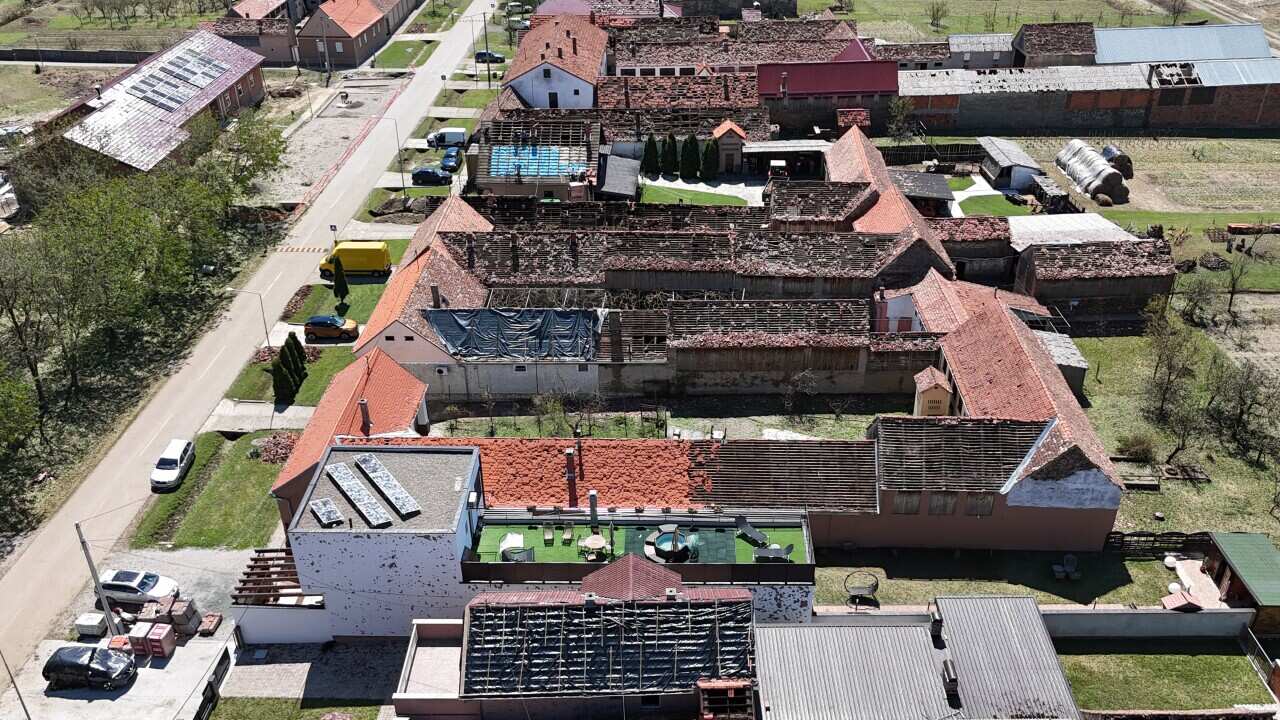 Destroyed roofs and damaged houses in Bosnjaci