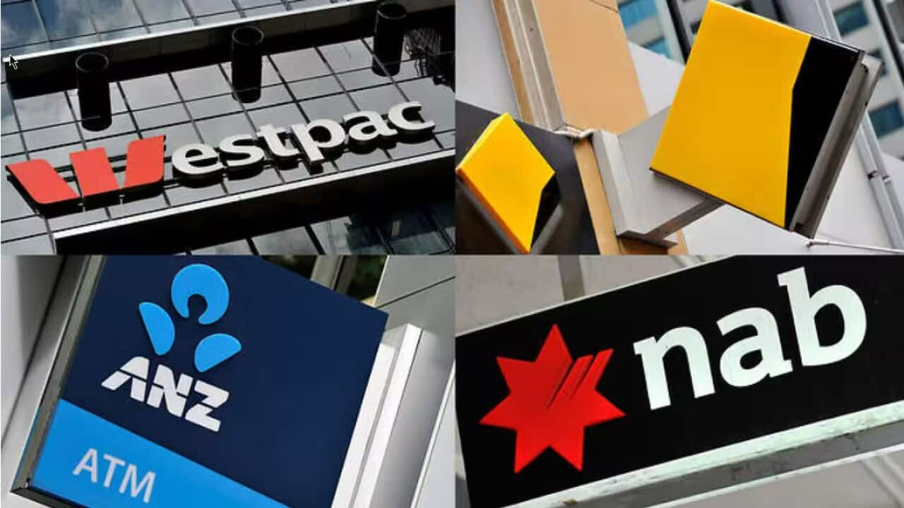 A composite image of signage of Australia's 'big four' banks ANZ, Westpac, the Commonwealth Bank (CBA) and the National Australia Bank (NAB)Image/Joel Carrett) Source: AAP
