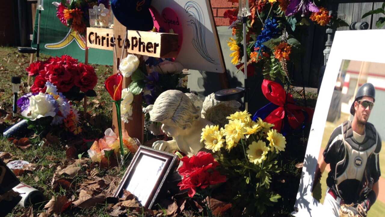 A roadside memorial where Australian Chris Lane was shot dead