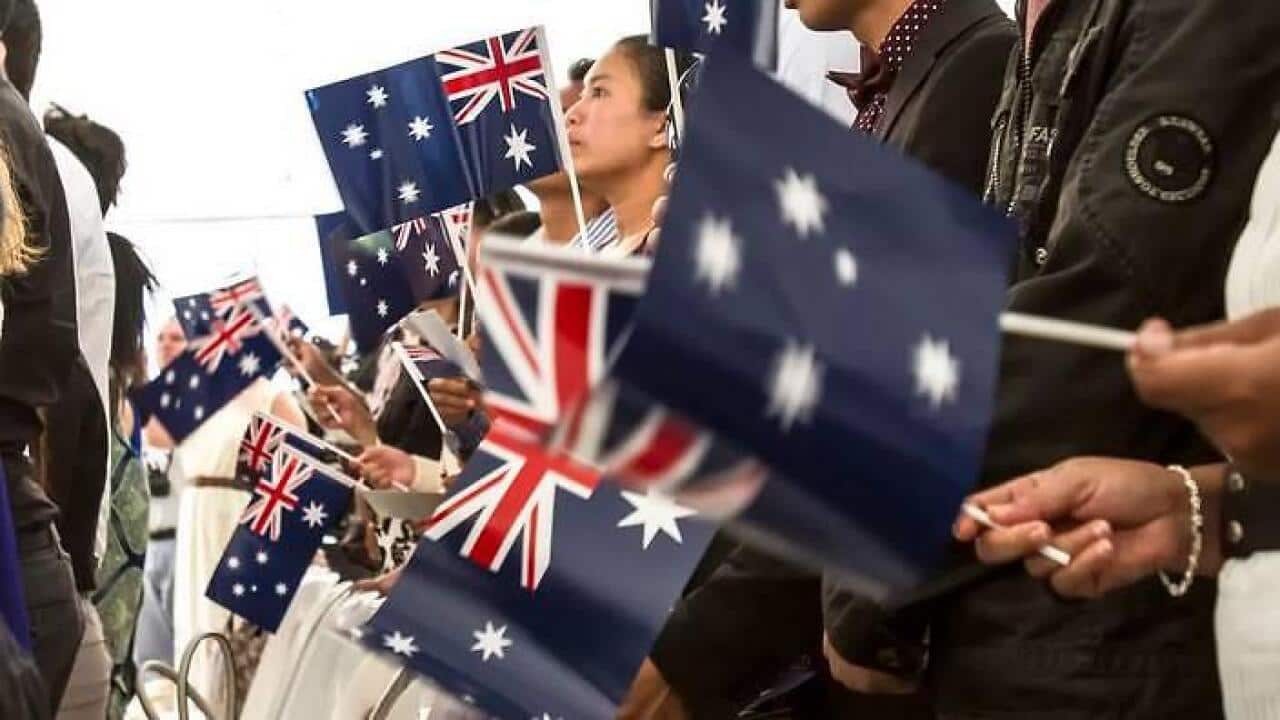 Australian flags at a ceremony