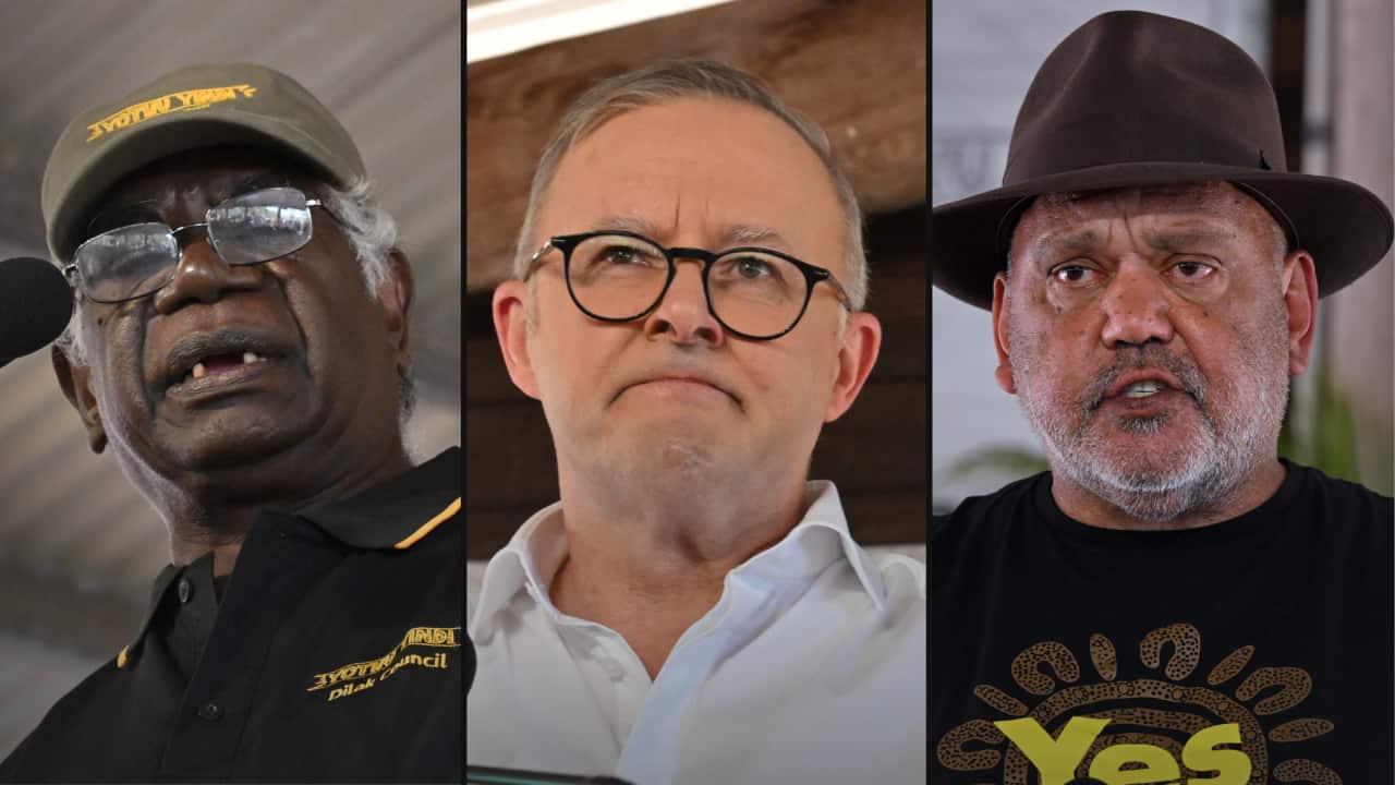 A three-way split image showing the faces of three men.