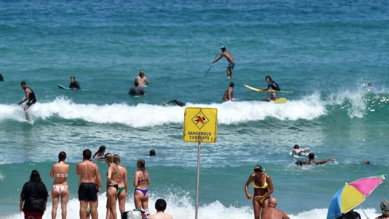 Beachgoers gather at Bondi Beach, Sydney