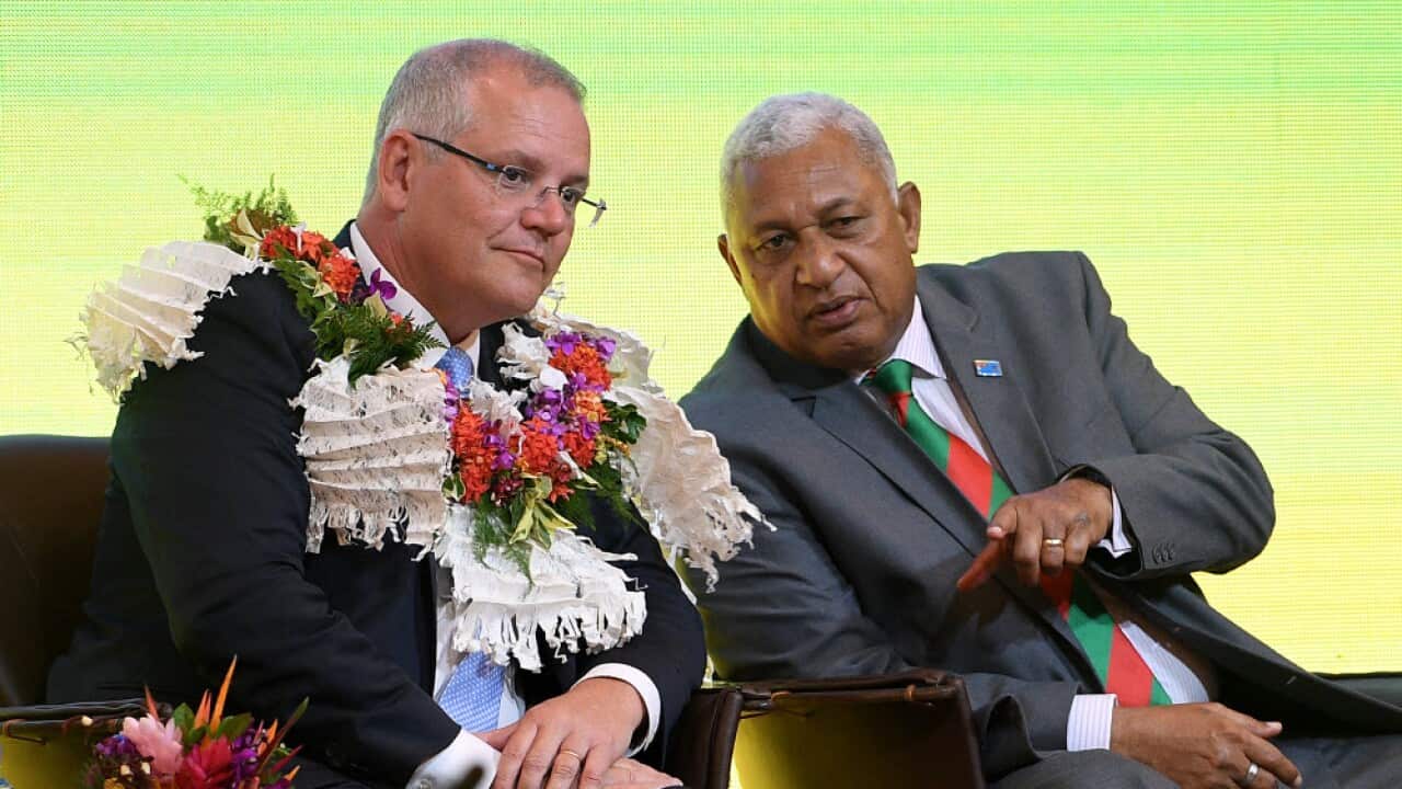 Scott Morrison and Prime Minister of Fiji, Frank Bainimarama.