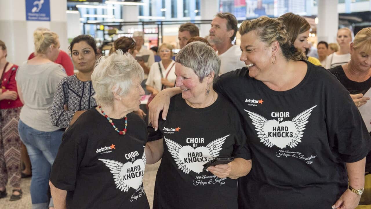 Enjoying the joys of singing and togetherness is the goal of the Choir of Hard Knocks program