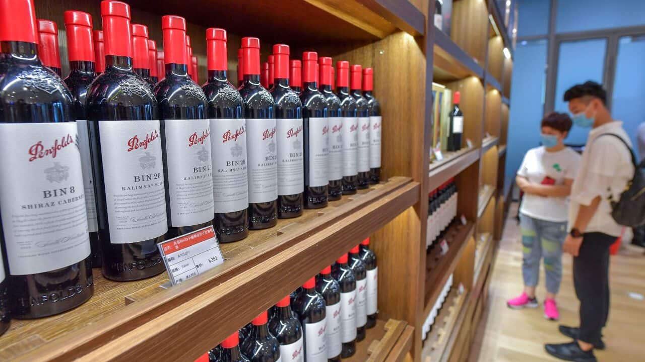 Australian wine on sale at a duty free shop in Haikou, China, earlier this year.