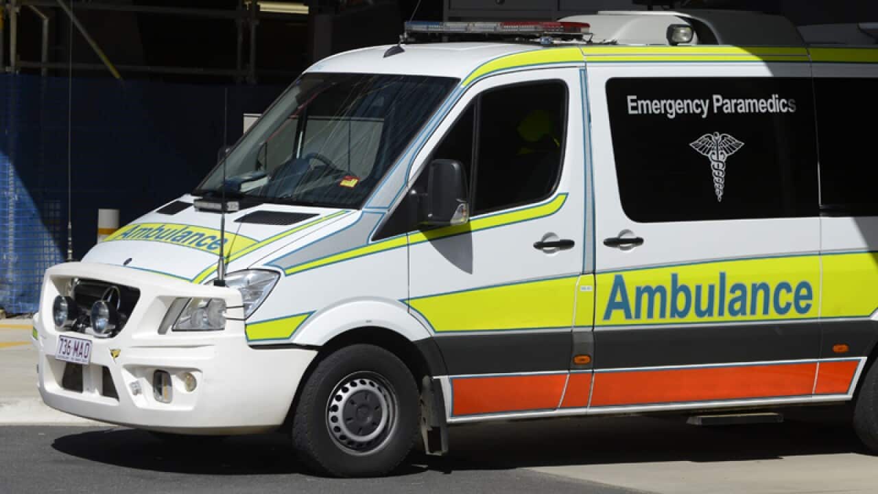 An ambulance at an Emergency Department