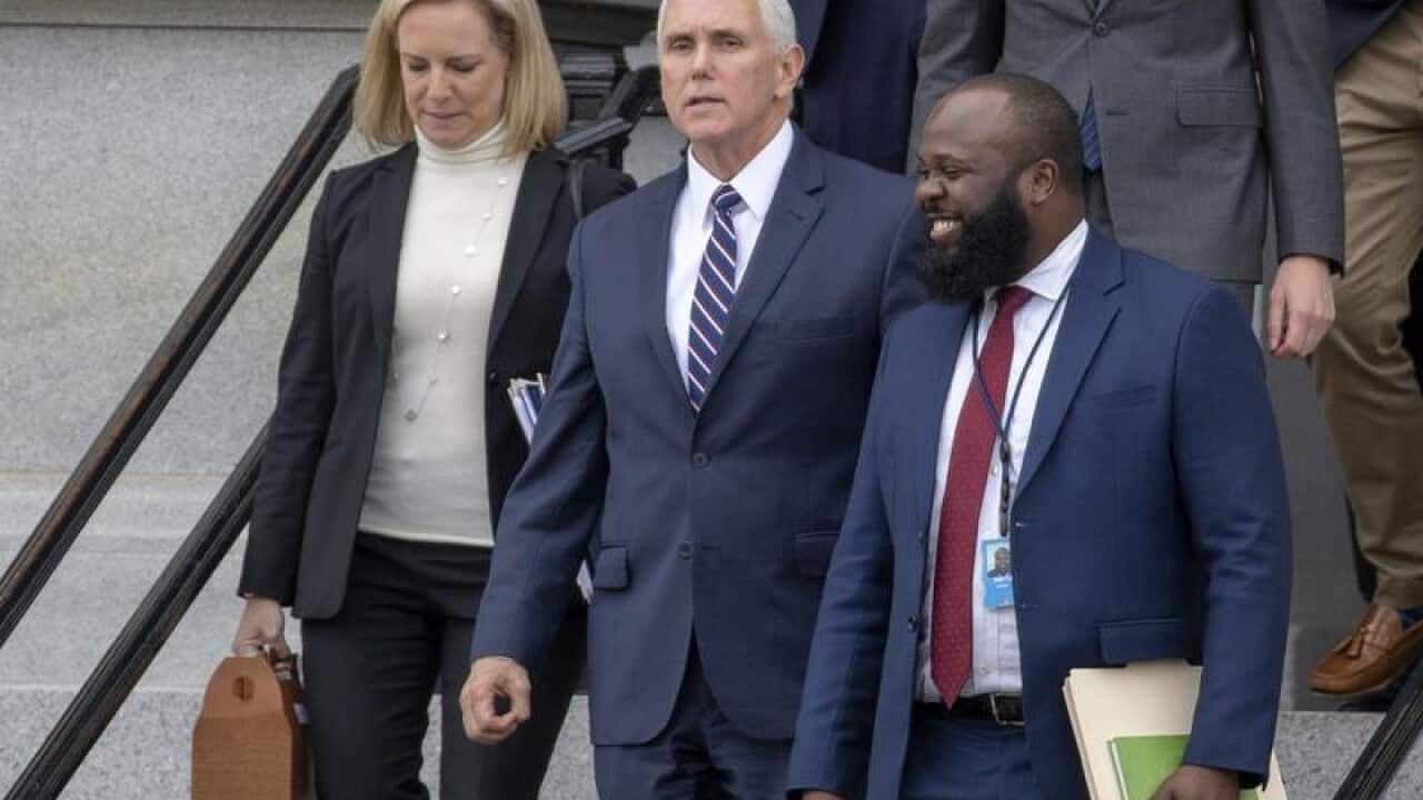 Kirstjen Nielsen, Mike Pence and Ja'Ron Smith