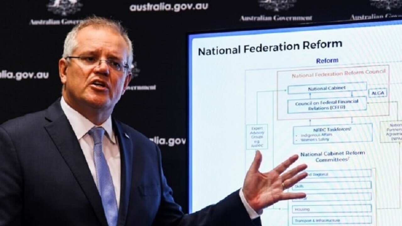 Australian Prime Minister Scott Morrison speaks to the media during a press conference at Parliament House in Canberra, Friday, May 29, 2020