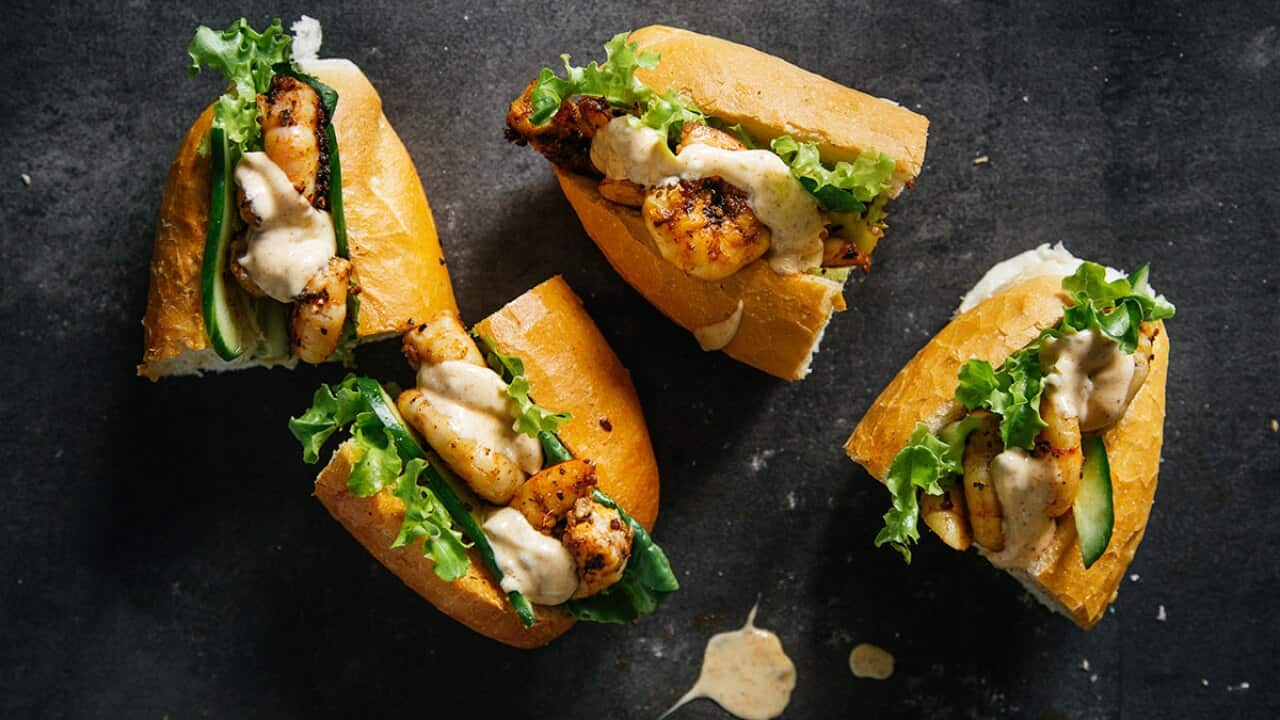 Louisiana prawn po'boy