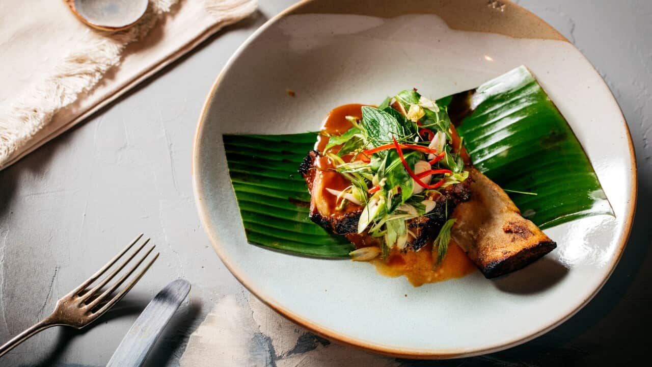 Coconut braised beef ribs with hot and sour salad