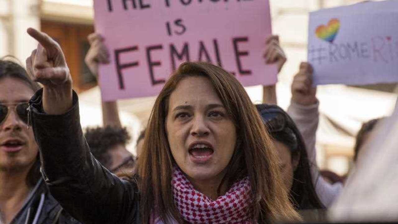 Actress Asia Argento attends the Women's March in Italy in 2018.