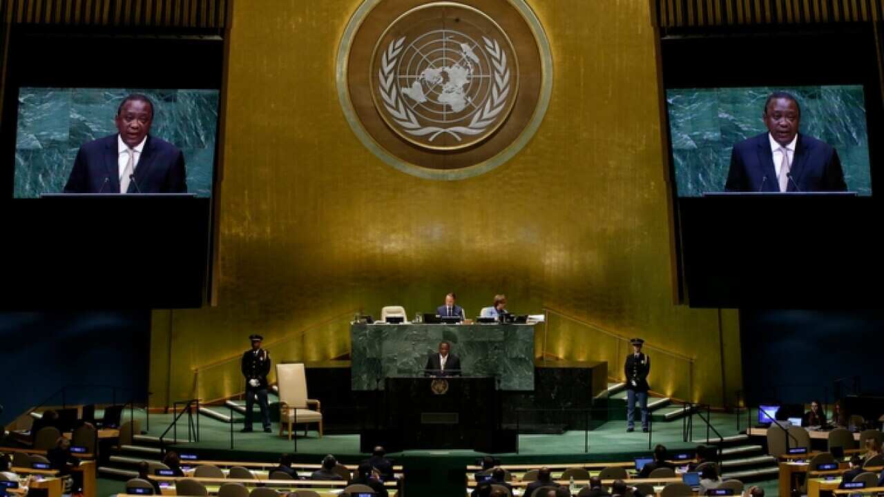 Kenyan president Uhuru Kenyatta at the UN