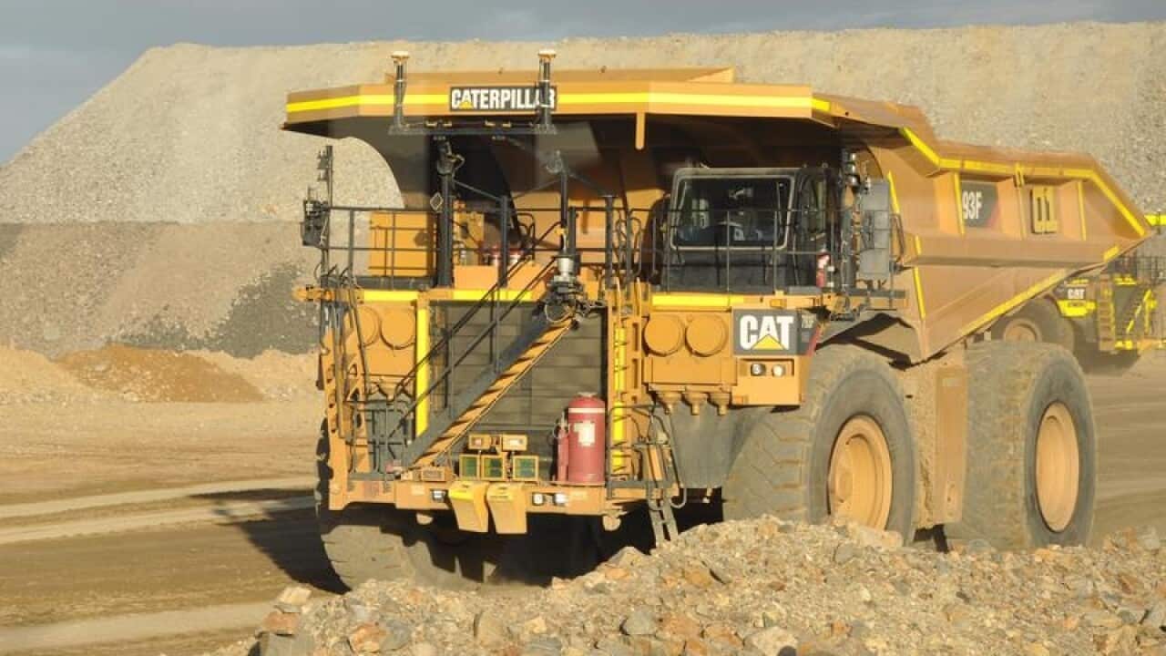 A supplied image of a Rio Tinto CAT autonomous truck.