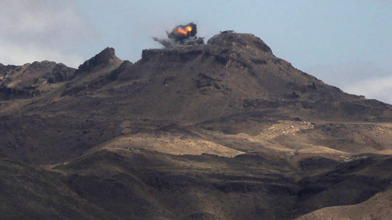 A mountain airstrike near the capital Sana’a, Yemen