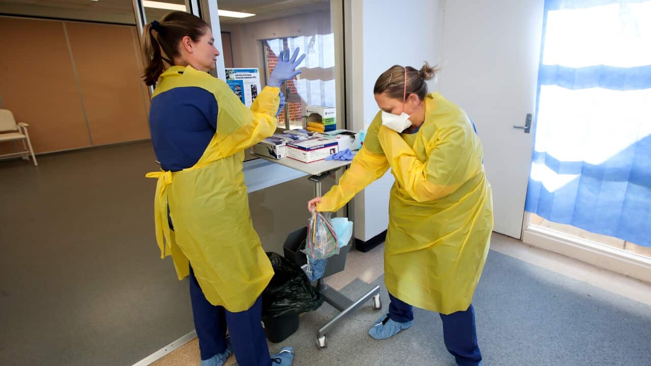 Nurses prepare for patients at Adelaide's new COVID-19 Clinic.