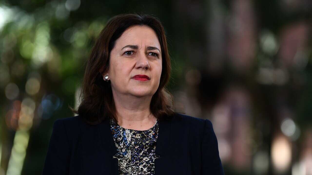 Queensland Premier Annastacia Palaszczuk is seen during a press conference at Parliament House in Brisbane, Monday, June 15, 2020. (AAP Image/Dan Peled) NO ARCHIVING