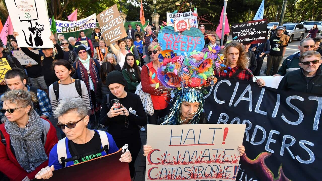 Extinction Rebellion protesters in Brisbane.