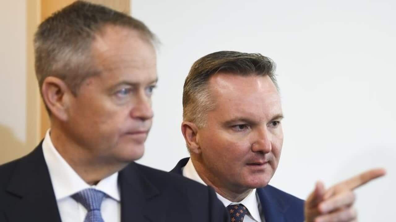 Bill Shorten with shadow treasurer Chris Bowen.