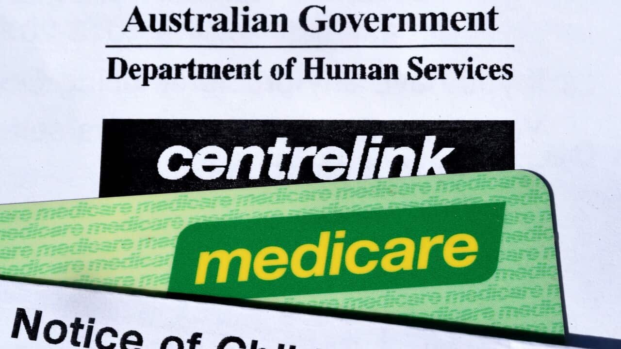 Stock photograph showing the Australian Government's Centrelink and Medicare branding: AAP Image/Dave Hunt