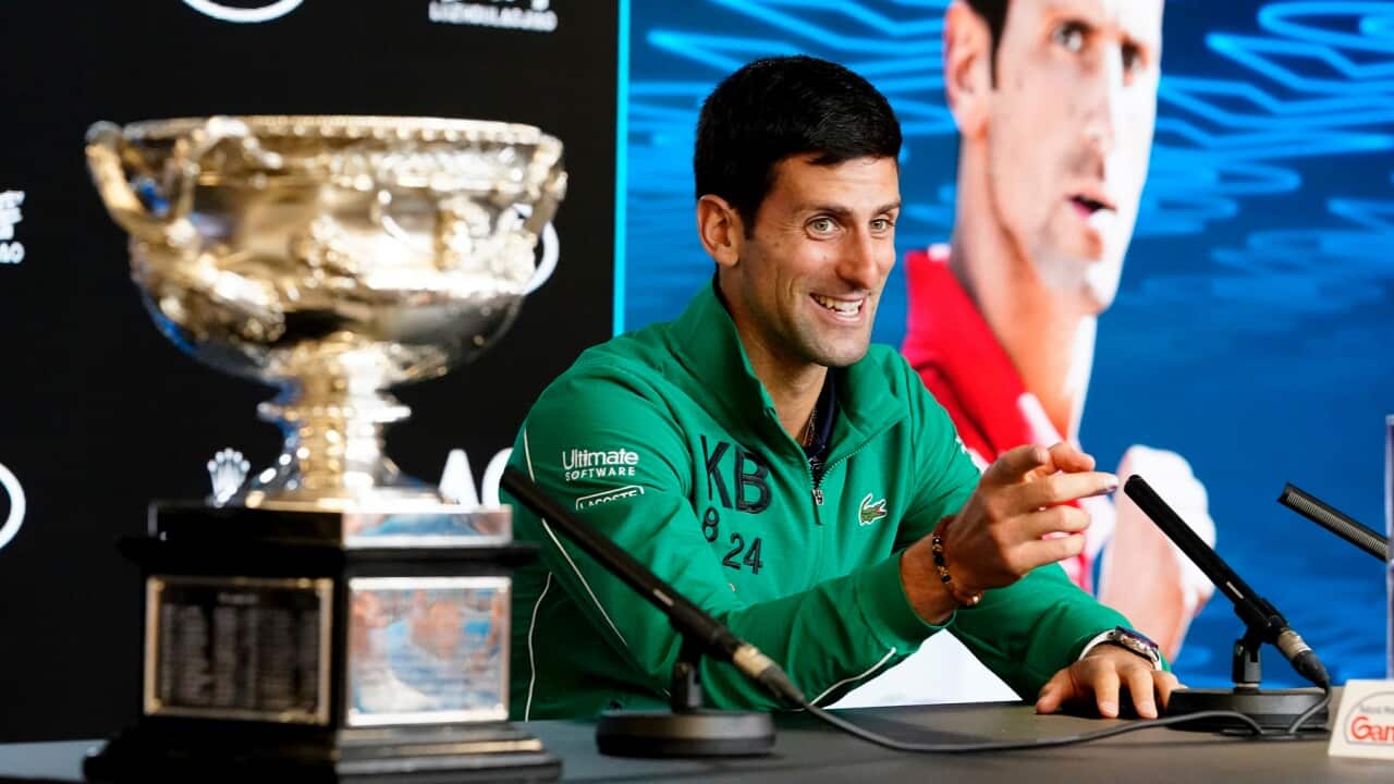 Novak Djokovic of Serbia following his win in the men's singles final at the Australian Open