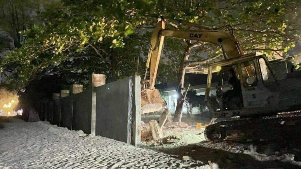 Fence on the beach in Preah Sihanouk city, in Cambodia has been demolished